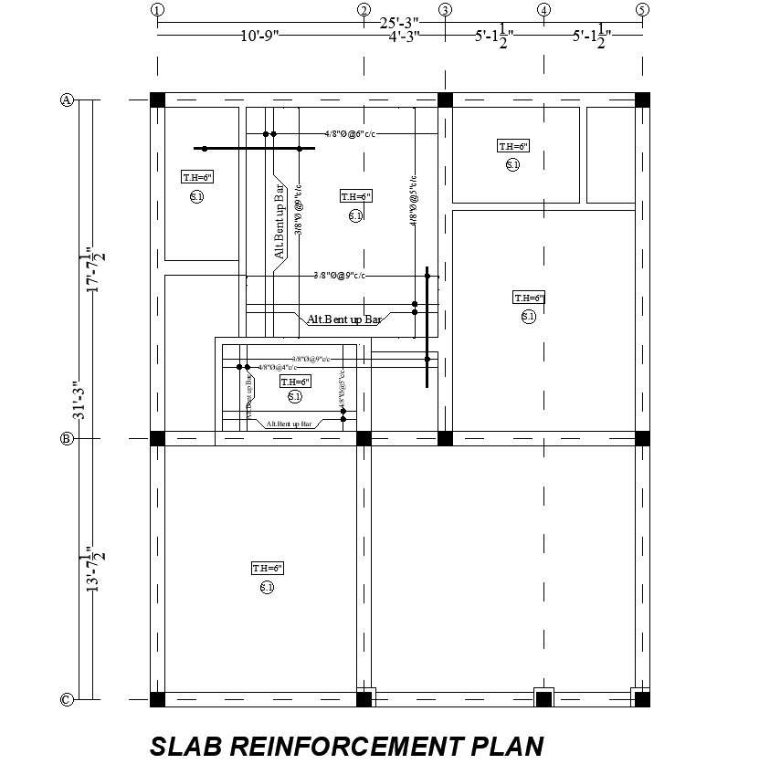 House Slab Reinforcement Plan with DWG AutoCAD Layout