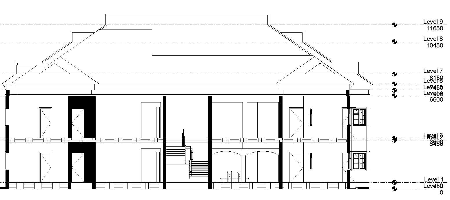 House elevation level details in AutoCAD, dwg file.