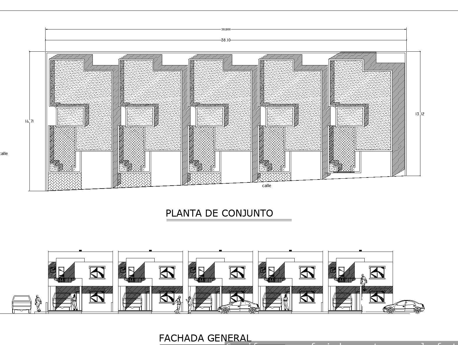 Houses group plan detail dwg file.