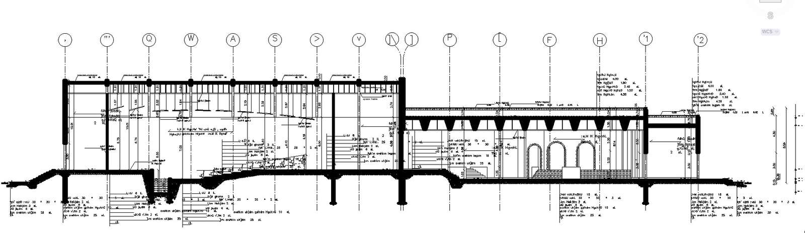 House section view with material in AutoCAD, dwg file.