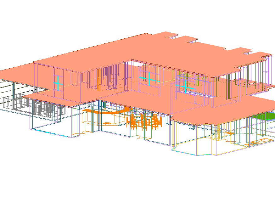 Housing 2 levels in 3 d plan detail dwg file