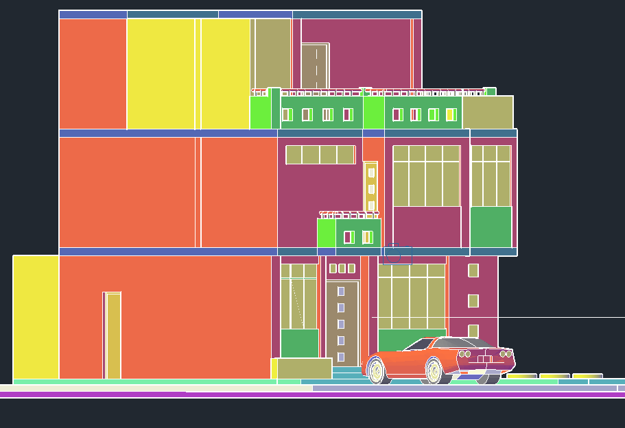 Housing 3 D plan detail dwg file