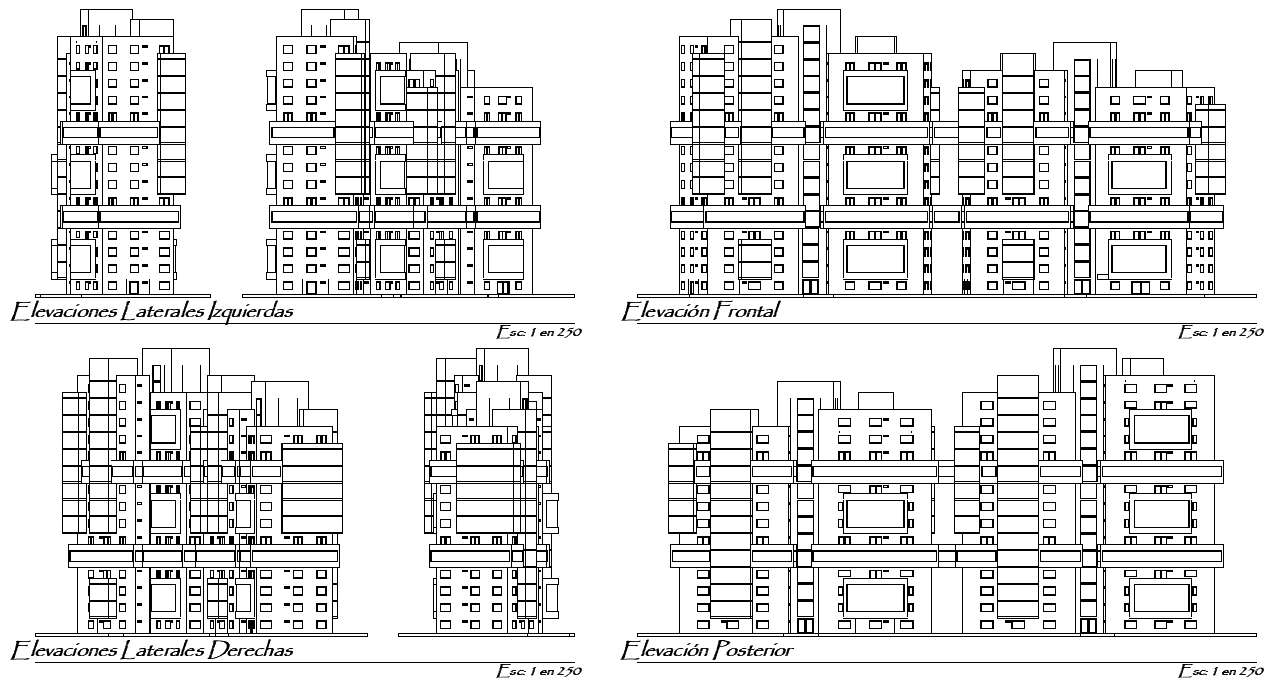 Housing and trade elevation detail dwg file