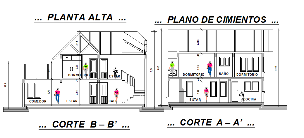 Housing plan 2d elevation details