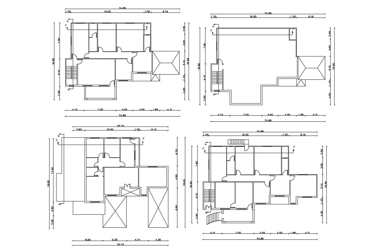 Huge Bungalow Floors Plan And Dimension Design AutoCAD File 