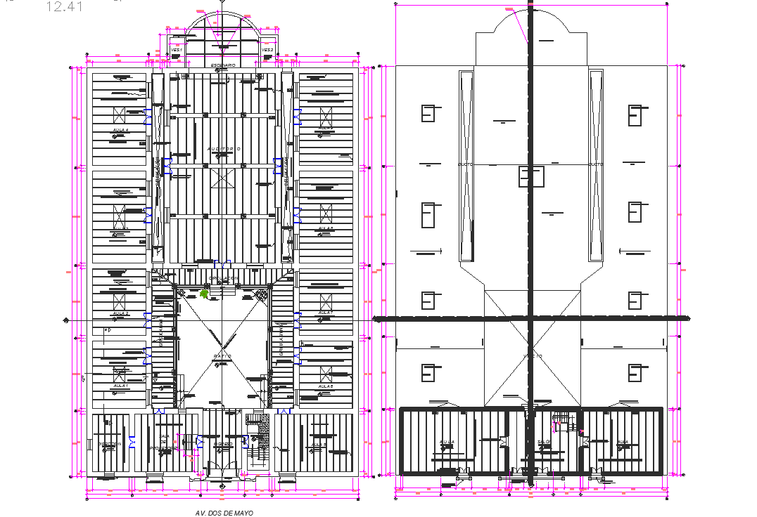 Iconic school plan dwg file