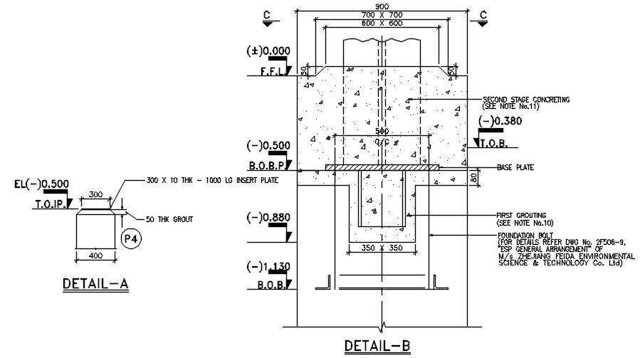 Indtut  Foundation details are given in this  2D Autocad WG drawing file.Download the 2D AutoCAD DWG drawing file.