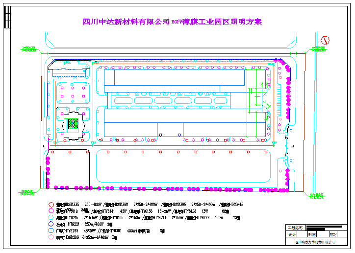 Industrial Park Lighting Layout Design Plan in DWG File 