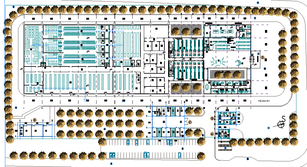 Industrial buildings plan detail dwg file