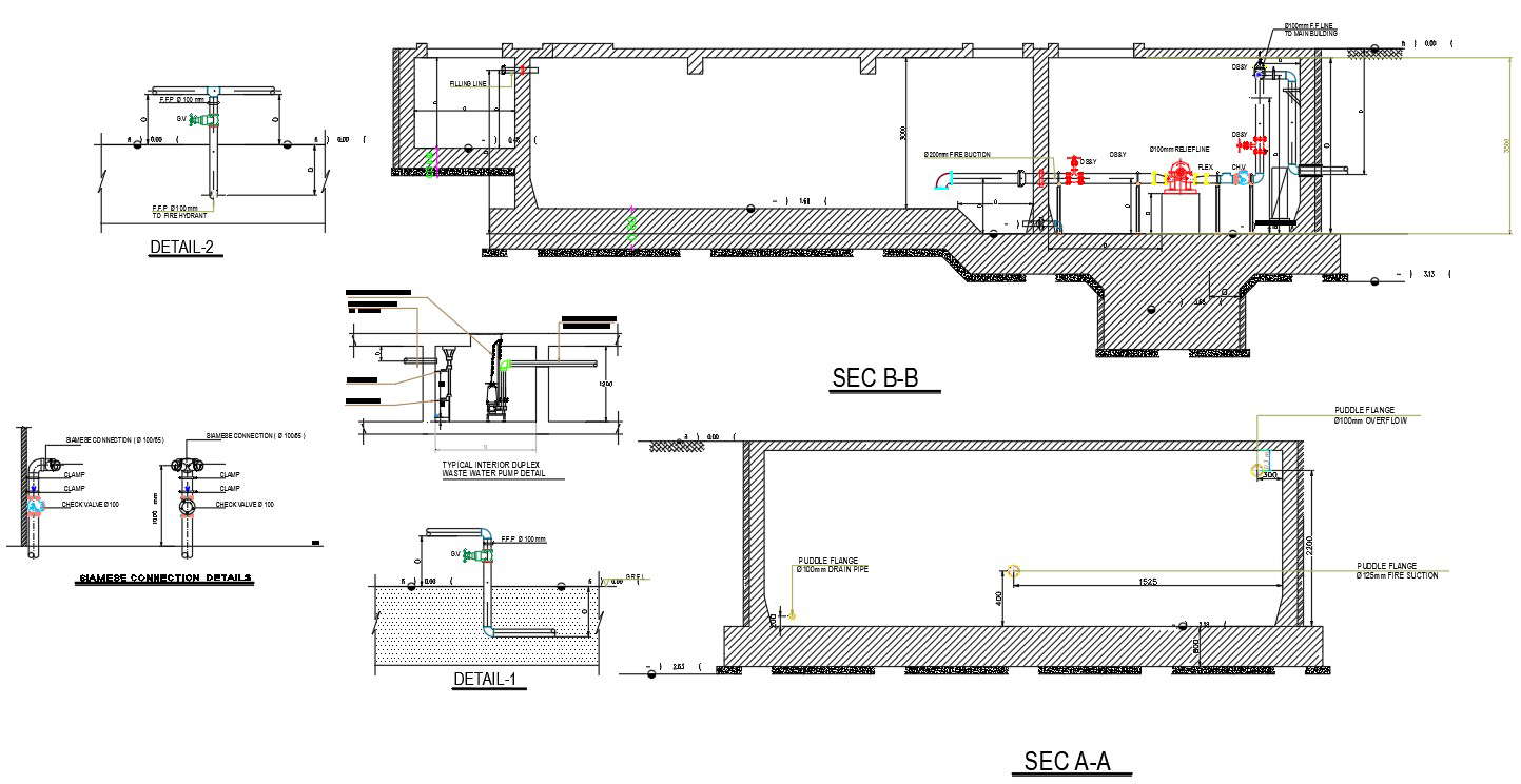 Industrial Plant Section Drawing DWG File