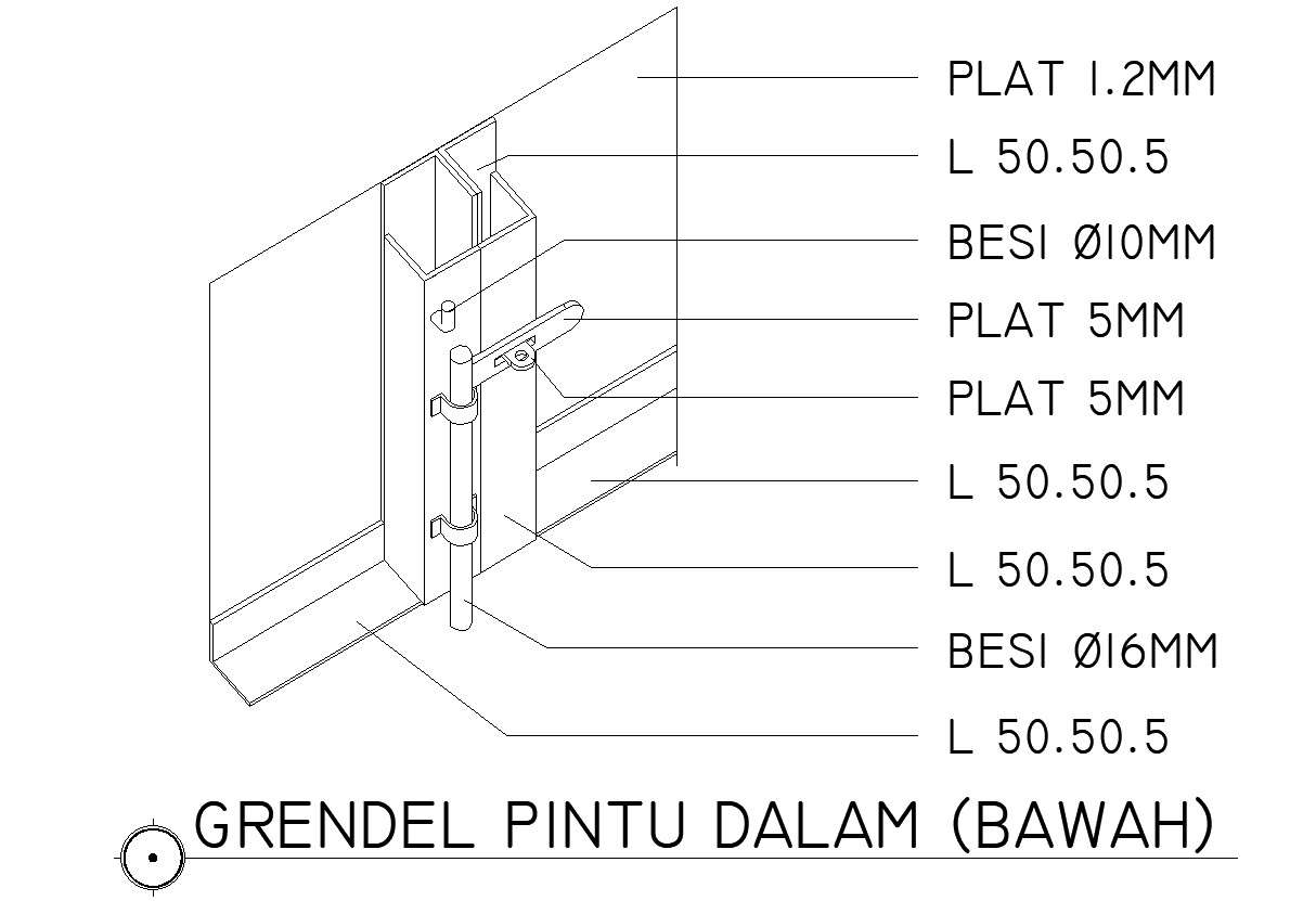 Inner door latch design in detail AutoCAD 2D drawing, CAD file, dwg file