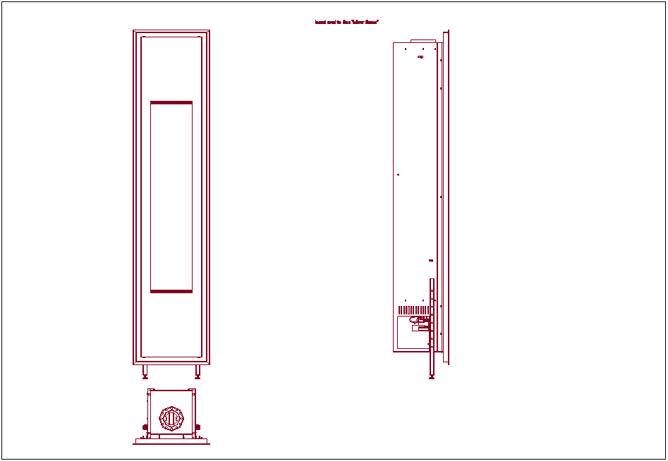 Insert road to Gas "Mirror flame" plan,elevation and side view dwg file
