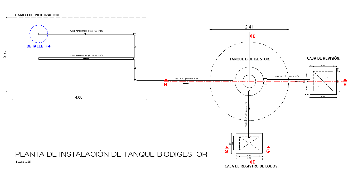 Installation infiltration layout plan detail dwg file
