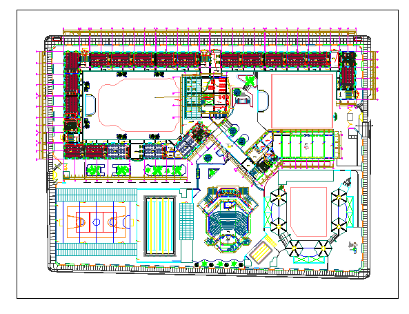 Integral school landscape view dwg file