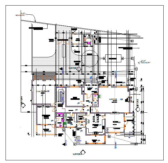 Interior floor plan of a bunglow dwg file