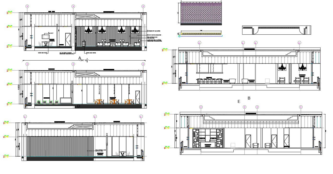 Interior House Section Drawing DWG File
