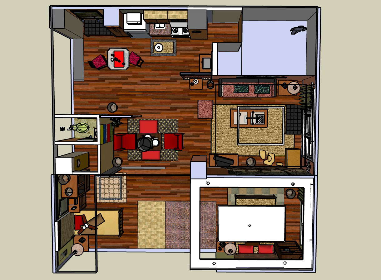 Interiors of a one bedroom house