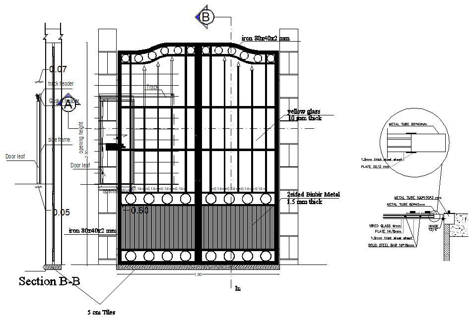 Iron Main Gate Elevation Drawing