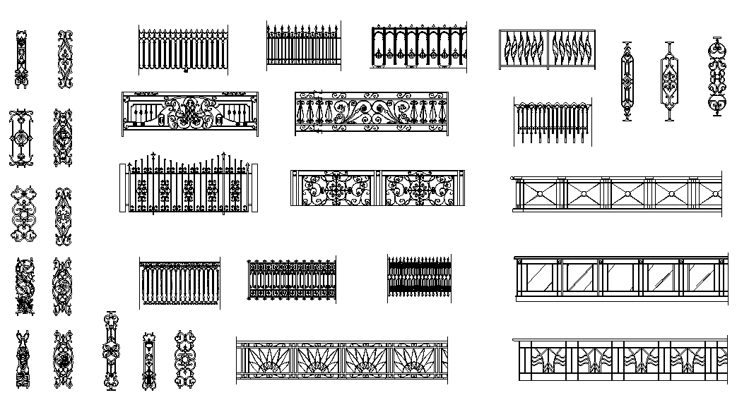 Iron railing design dwg file