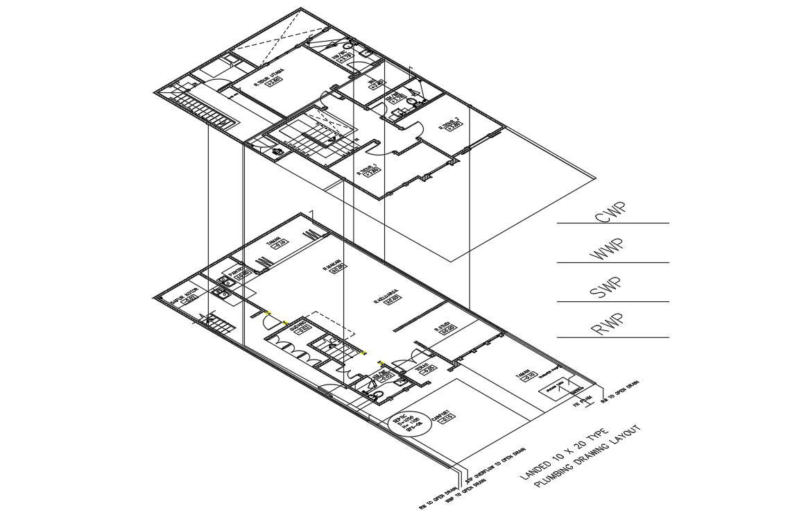 Isometric House plan drawing of DWG file 