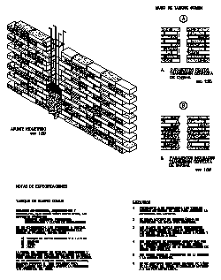 Isometric drawing of Wall of red brick annealing design drawing