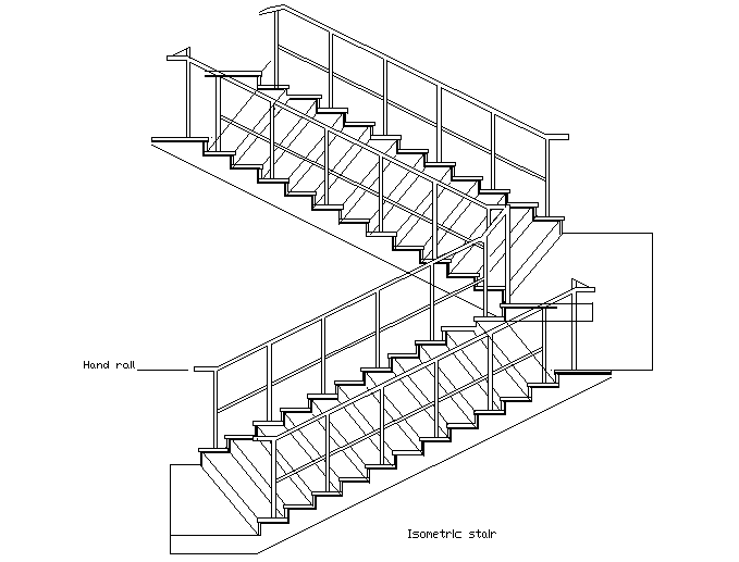Isometric stair view detail dwg file