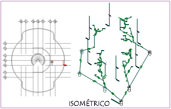 Isometric view detail and plan detail dwg file