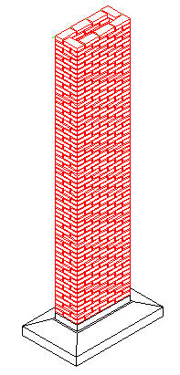 Isometric view of Armed brick column design drawing