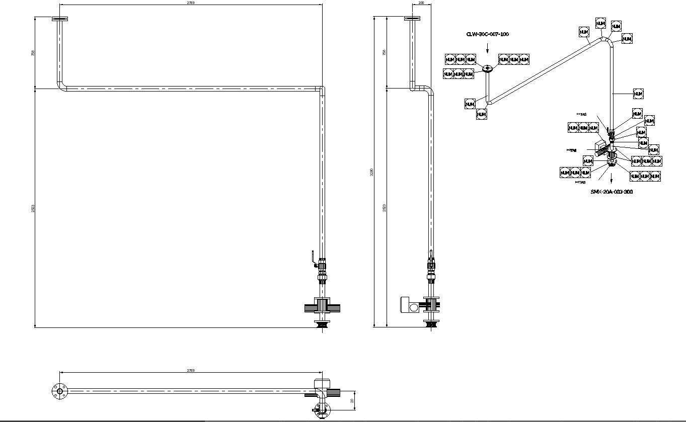 Isometric Drawing of Pump Dilution Line in Mixing Chest CAD Drawing In AutoCAD DWG File