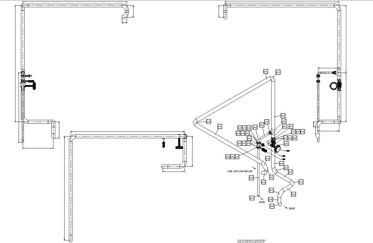 Isometric Pipe Delivery from Mixing Chest Pump to Machine Chest Line Detail In AutoCAD DWG File