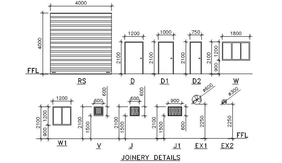  Joinery detail is given in the Autocad 2D DWG drawing file.    Download the Autocad DWG drawing file.  