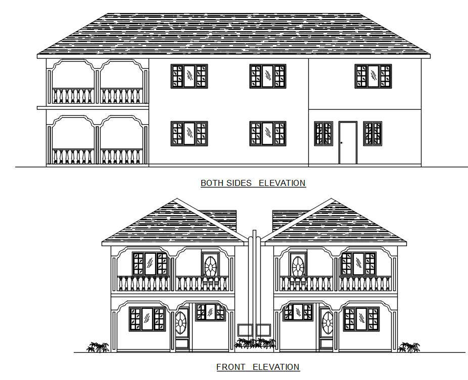 Joint House Building Elevation Drawing DWG File