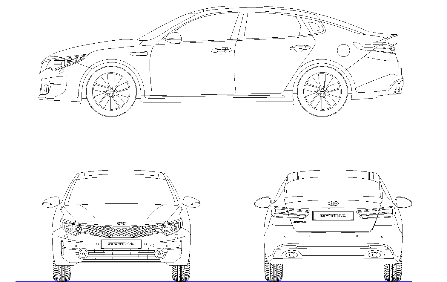Kia Optima car plan detail dwg.