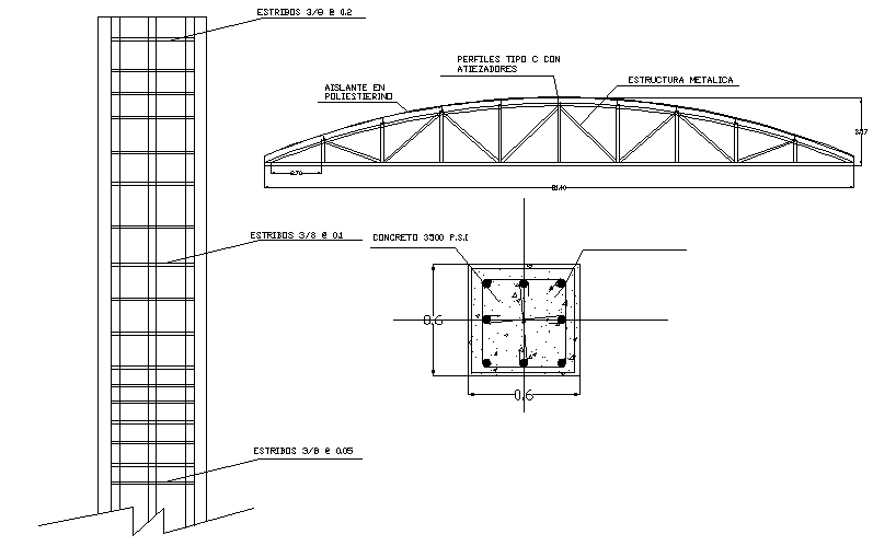 King post and column detail dwg file