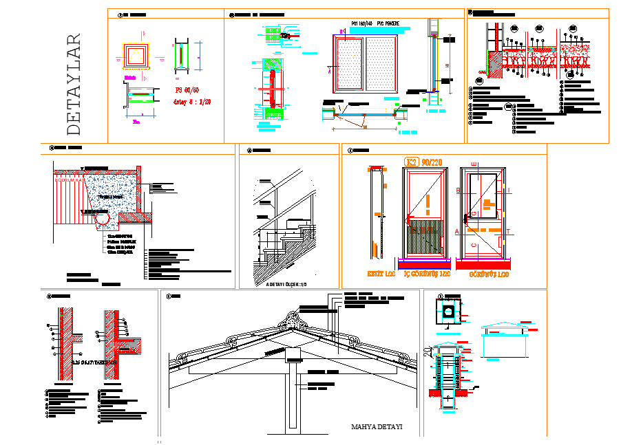 King post and stair section plan layout file