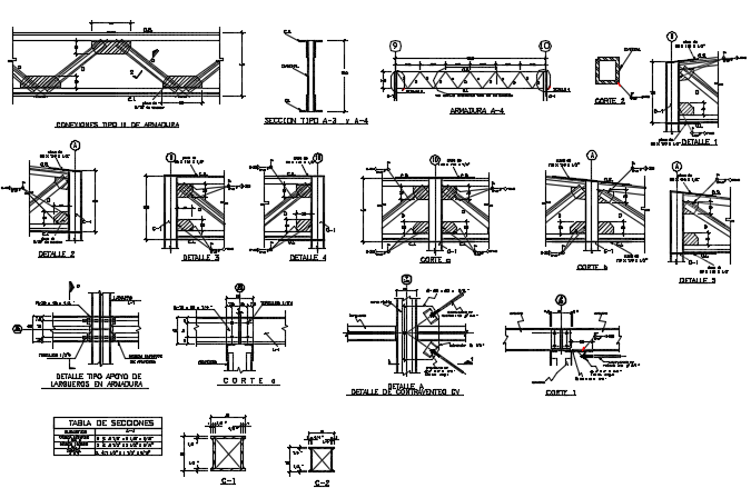 King post joint section detail dwg file