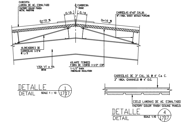 King post roof plan detail dwg file