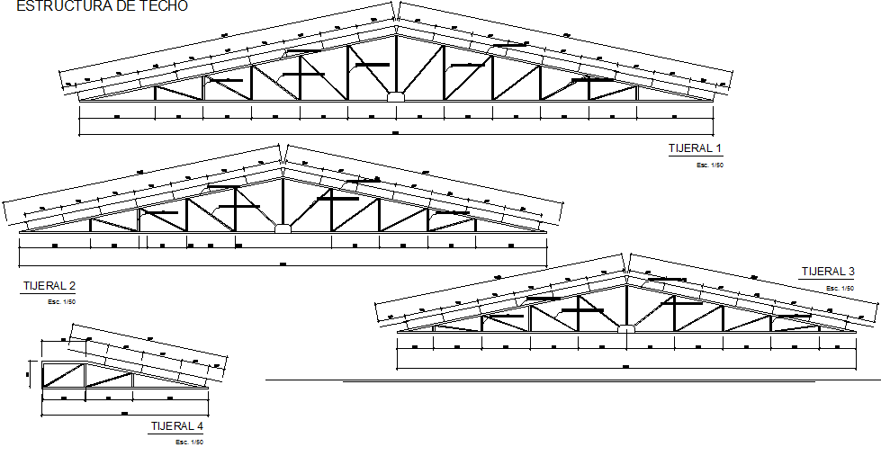 King post section plan detail dwg file