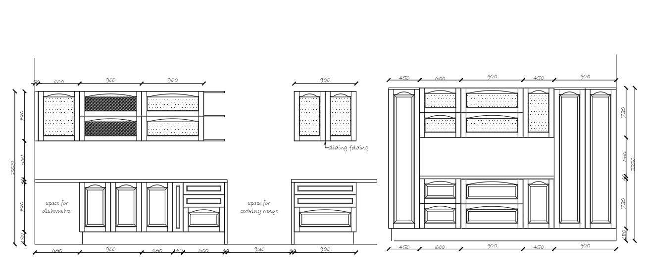 AutoCAD Kitchen Furniture Elevation Design in DWG File