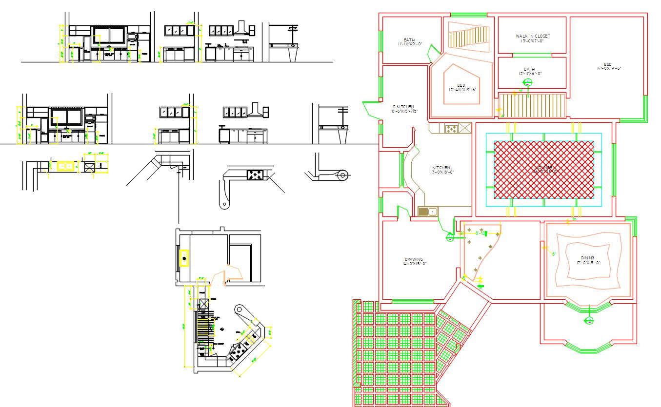 Kitchen Interior Design DWG File
