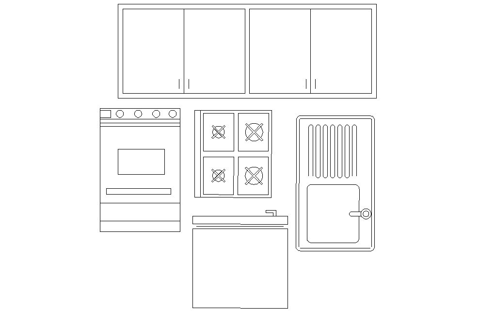 Kitchen accessory and furniture detail layout file