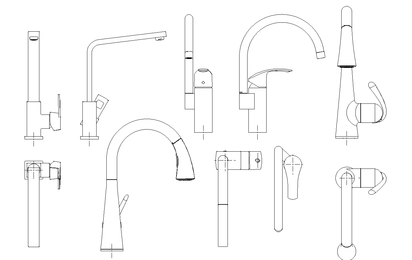 Kitchen faucets plan detail dwg.