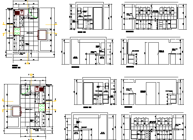 Kitchen of restaurant architecture project dwg file