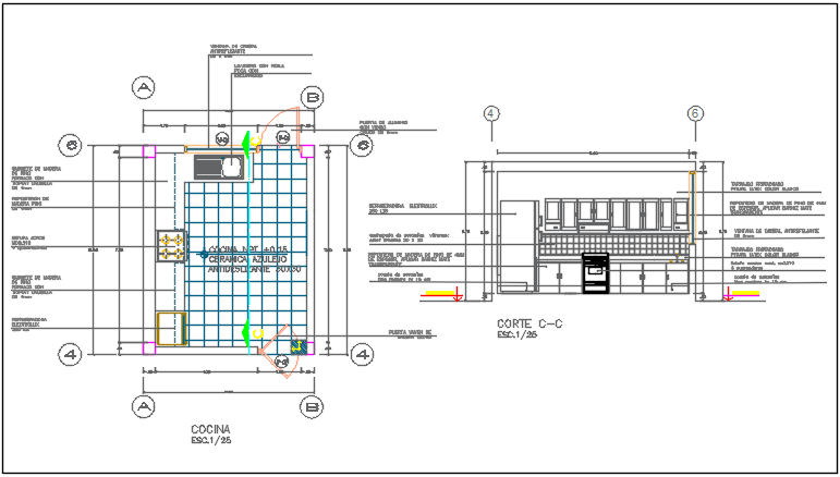 Kitchen plan and elevation plan detail dwg file