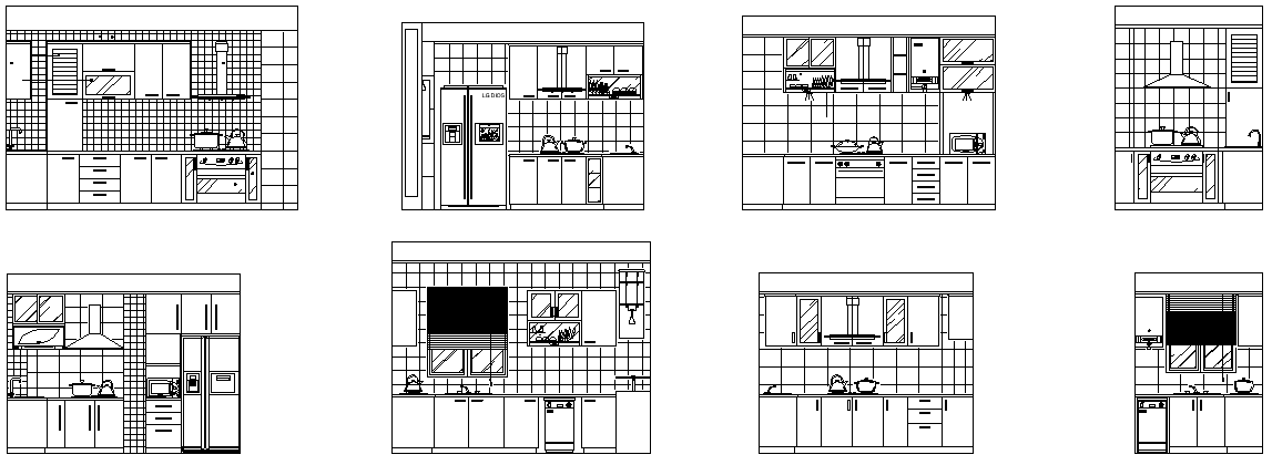 Kitchen Design CAD Drawing with Layout and Views