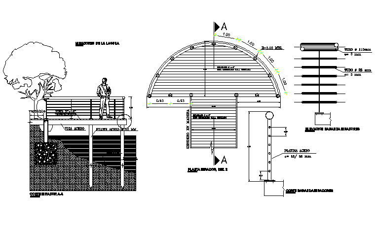 Lagoon viewing section details dwg file