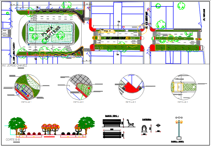 Land sceping garden area detail dwg file