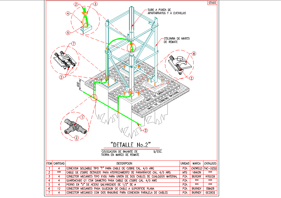 Landing of structure 115kv section autocad file