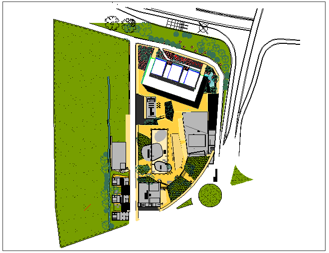 Landscape layout plan of office dwg file