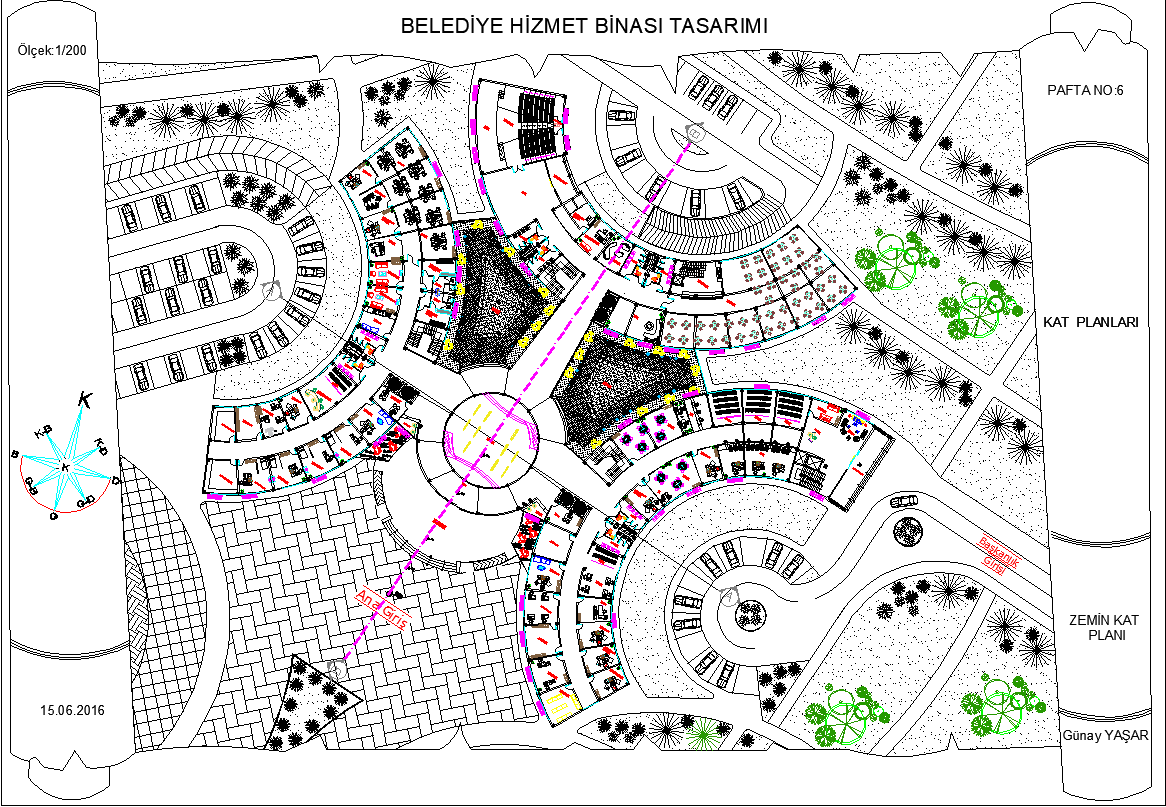 Landscaping commercial building detail dwg file